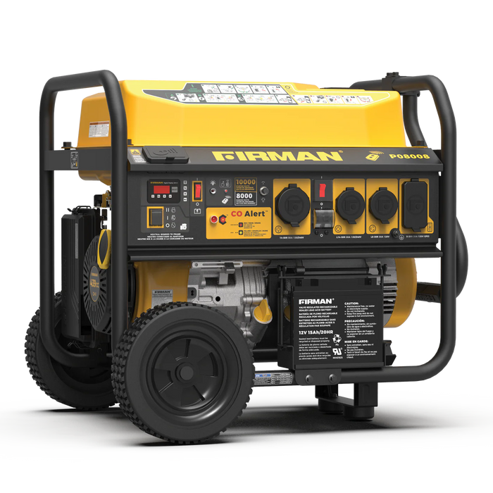 Firman Power Equipment P08008 10000W Gas Portable Generator with Remote Start, 8000W Running, 120/240V, Wheel Kit
