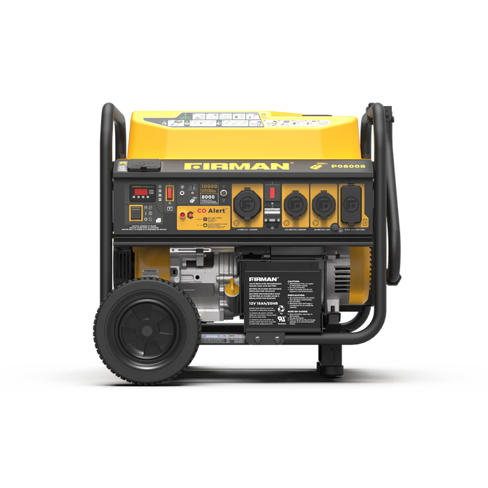 Firman Power Equipment P08008 10000W Gas Portable Generator with Remote Start, 8000W Running, 120/240V, Wheel Kit
