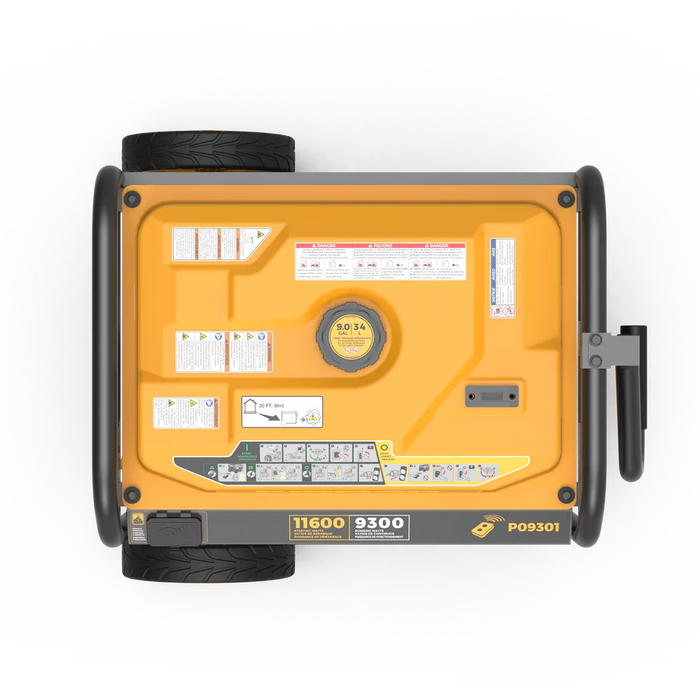 Firman Power Equipment P09301 Open‑Frame Generator – 11,600 Start / 9,300 Running Watts, Remote & Electric Start, 120/240V, Wheel Kit Included
