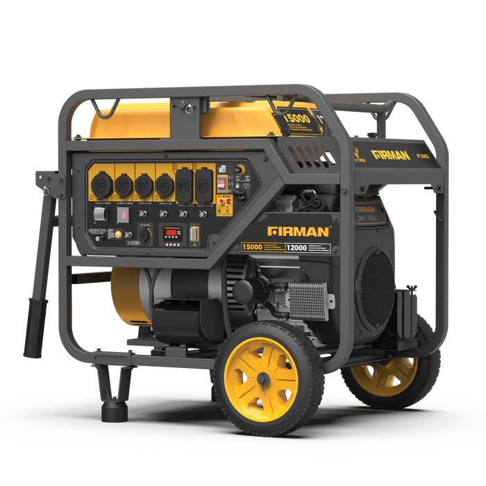 Firman Power Equipment P12002 Open Frame Portable Generator – 15,000 Starting Watts / 12,000 Running Watts, Electric Start, 120/240V, CO Alert, Wheel Kit