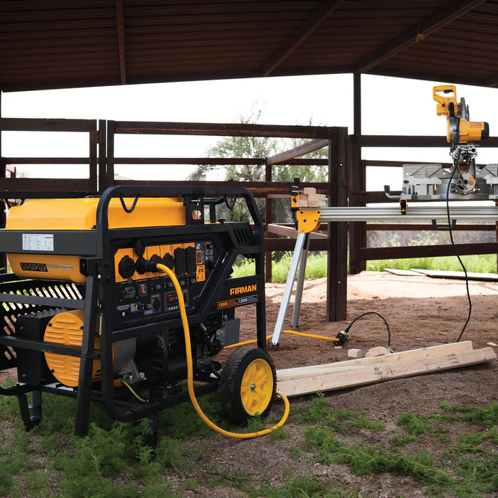 Firman Power Equipment P12002 Open Frame Portable Generator – 15,000 Starting Watts / 12,000 Running Watts, Electric Start, 120/240V, CO Alert, Wheel Kit