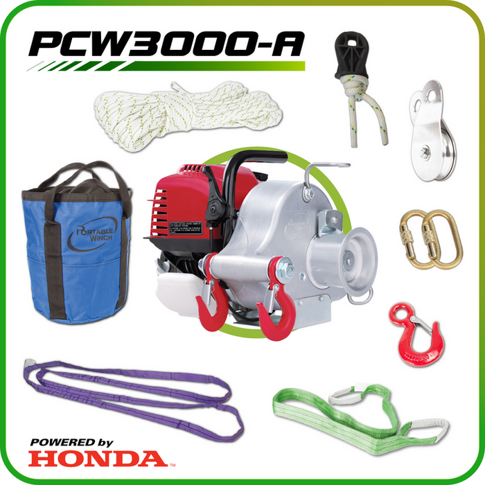 Portable Winch PCW3000-A Gas-Powered Pulling Winch – Honda GX35 Engine Lightweight Capstan Winch
