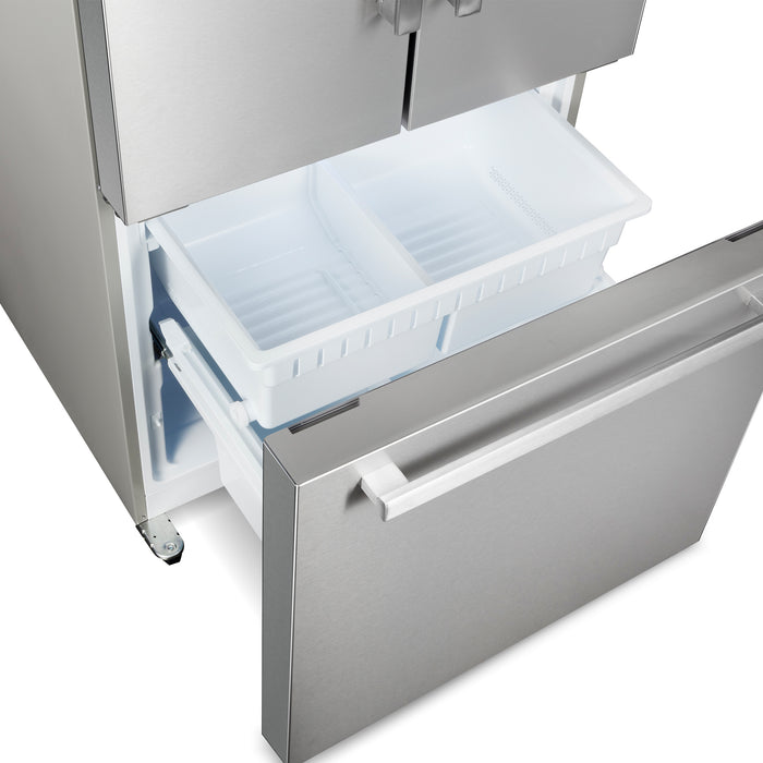 Cosmo 30-Inch Vista Collection 17.5 Cu. Ft. Counter Depth 3-Door French Door Refrigerator with Exterior Handles in Fingerprint Resistant Stainless Steel (COS-RFFV183GHS)