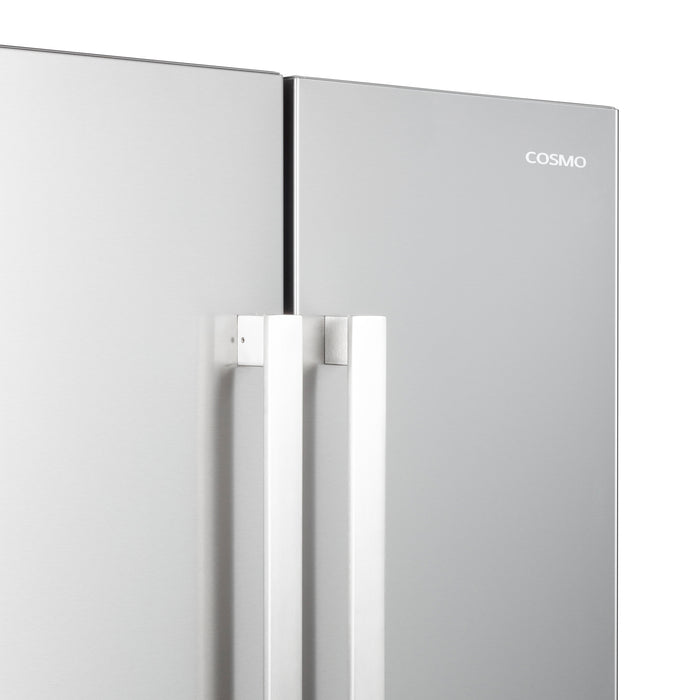 Cosmo 30-Inch Vista Collection 17.5 Cu. Ft. Counter Depth 3-Door French Door Refrigerator with Exterior Handles in Fingerprint Resistant Stainless Steel (COS-RFFV183GHS)