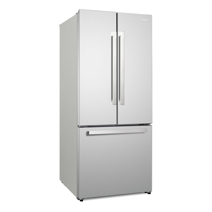 Cosmo 30-Inch Vista Collection 17.5 Cu. Ft. Counter Depth 3-Door French Door Refrigerator with Exterior Handles in Fingerprint Resistant Stainless Steel (COS-RFFV183GHS)