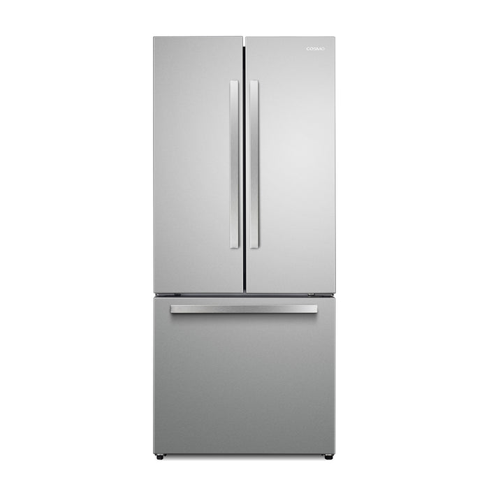 Cosmo 30-Inch Vista Collection 17.5 Cu. Ft. Counter Depth 3-Door French Door Refrigerator with Exterior Handles in Fingerprint Resistant Stainless Steel (COS-RFFV183GHS)