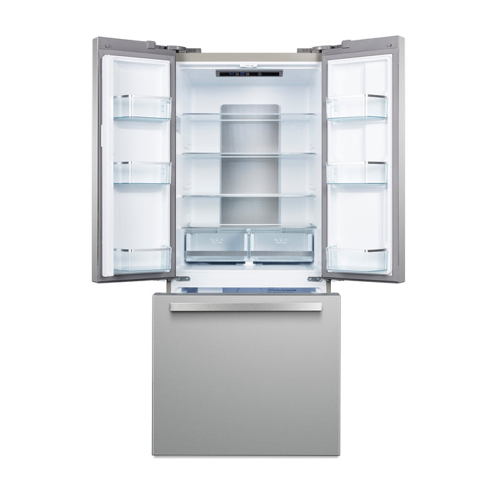Cosmo 30-Inch Vista Collection 17.5 Cu. Ft. Counter Depth 3-Door French Door Refrigerator with Exterior Handles in Fingerprint Resistant Stainless Steel (COS-RFFV183GHS)