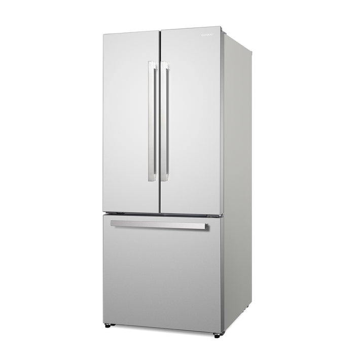 Cosmo 30-Inch Vista Collection 17.5 Cu. Ft. Counter Depth 3-Door French Door Refrigerator with Exterior Handles in Fingerprint Resistant Stainless Steel (COS-RFFV183GHS)
