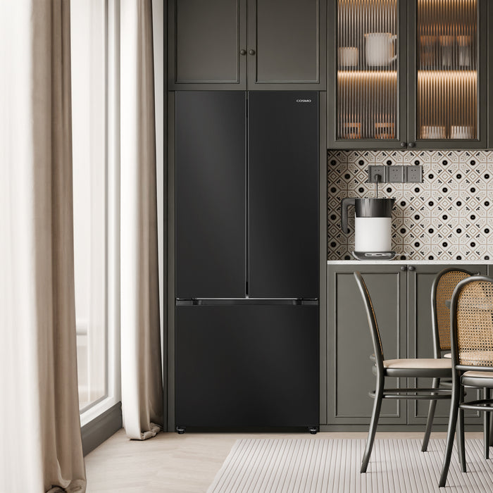 Cosmo 30-Inch Vista Collection 17.5 Cu. Ft. Counter Depth 3-Door French Door Refrigerator in Matte Black (COS-RFFV183RBK)