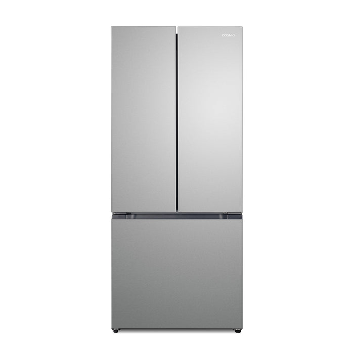 Cosmo 30-Inch Vista Collection 17.5 Cu. Ft. Counter Depth 3-Door French Door Refrigerator with Recessed Handles in Stainless Steel (COS-RFFV183RS)
