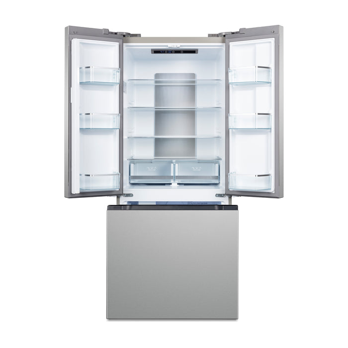 Cosmo 30-Inch Vista Collection 17.5 Cu. Ft. Counter Depth 3-Door French Door Refrigerator with Recessed Handles in Stainless Steel (COS-RFFV183RS)