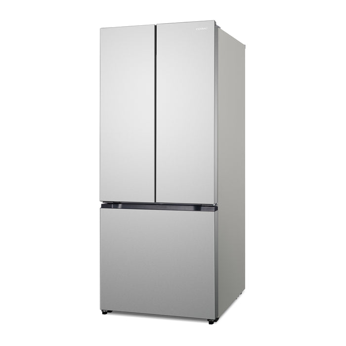 Cosmo 30-Inch Vista Collection 17.5 Cu. Ft. Counter Depth 3-Door French Door Refrigerator with Recessed Handles in Stainless Steel (COS-RFFV183RS)