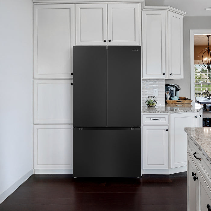 Cosmo 36-Inch Vista Collection 27.4 Cu. Ft. Counter Depth 3-Door French Door Refrigerator in Matte Black (COS-RFFV283RBK)