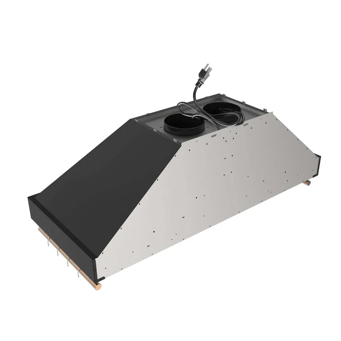 Forno Venezia 48-Inch Wall-Mounted Range Hood in Black with Antique Brass Accessories, Touch Controls & Baffle Filters – FRHWM5503-48BLK