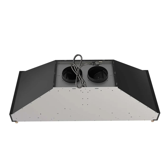 Forno Venezia 48-Inch Wall-Mounted Range Hood in Black with Antique Brass Accessories, Touch Controls & Baffle Filters – FRHWM5503-48BLK