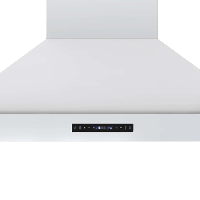 Forno Venezia 48-Inch Wall-Mounted Range Hood in White with Antique Brass Accessories, Touch Controls & Baffle Filters – FRHWM5503-48WHT