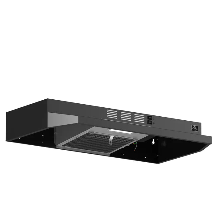Forno Cappa 30-Inch Under Cabinet Range Hood, Black, 200 CFM, Convertible with LED Lighting – Model FRHUC5200-30BLK