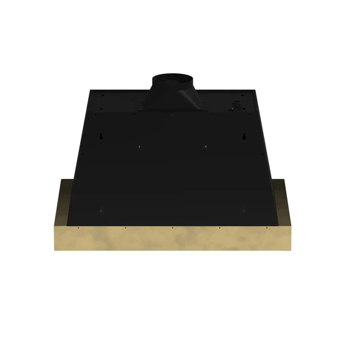 Forno Vittorio FRHWM5078-36BLK 36-Inch Wall Mount Range Hood – Black with Antique Brass Trim, 600 CFM, Remote Control