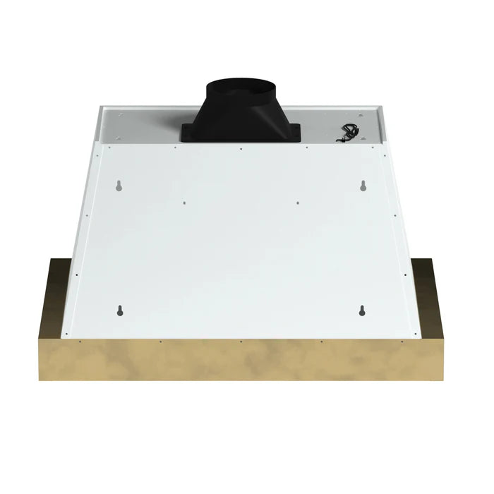 Forno Vittorio FRHWM5078-36WHT 36-Inch Wall Mount Range Hood – White with Antique Brass Trim, 600 CFM, Remote Control
