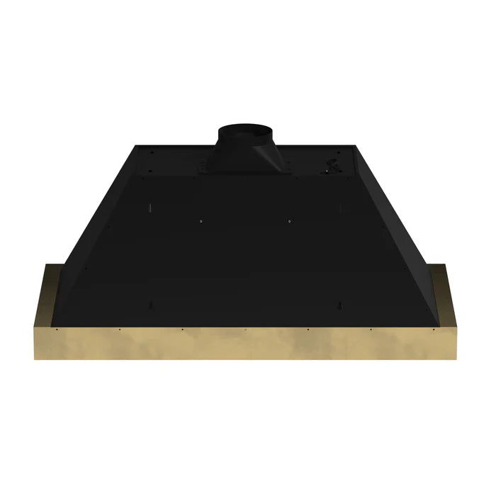 Forno Vittorio FRHWM5078-48BLK 48-Inch Wall Mount Range Hood – Black with Antique Brass Trim, 600 CFM, Remote Control