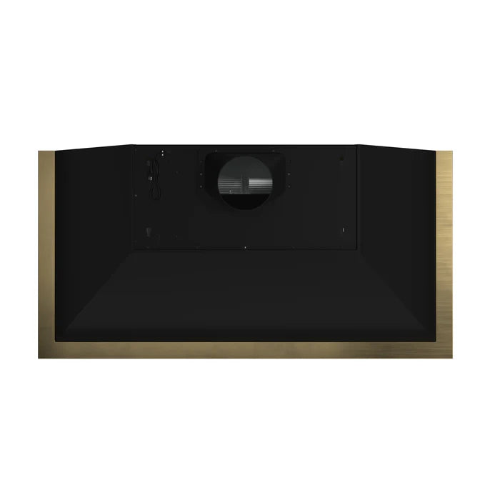 Forno Vittorio FRHWM5078-48BLK 48-Inch Wall Mount Range Hood – Black with Antique Brass Trim, 600 CFM, Remote Control