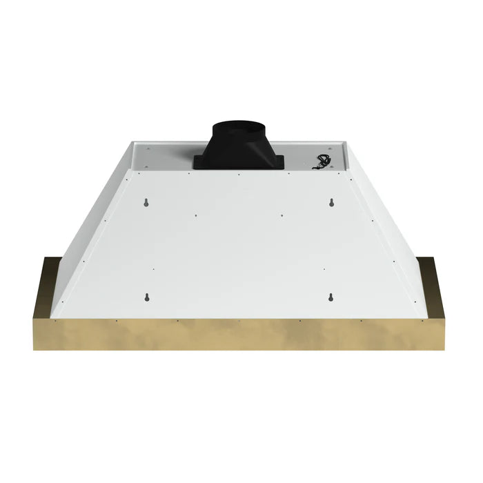 Forno Vittorio FRHWM5078-48WHT 48-Inch Wall Mount Range Hood – White with Antique Brass Trim, 600 CFM, Remote Control