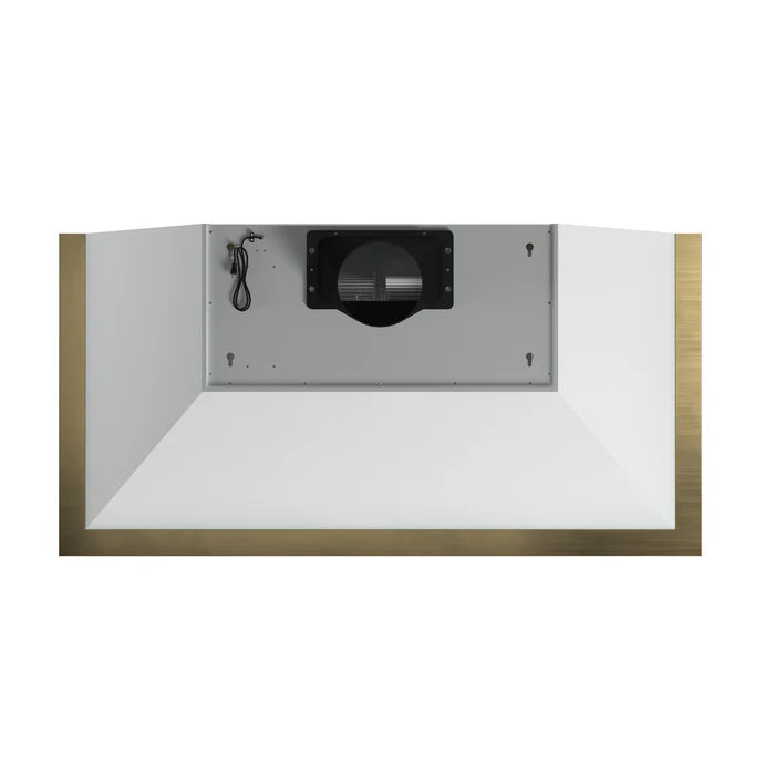 Forno Vittorio FRHWM5078-48WHT 48-Inch Wall Mount Range Hood – White with Antique Brass Trim, 600 CFM, Remote Control