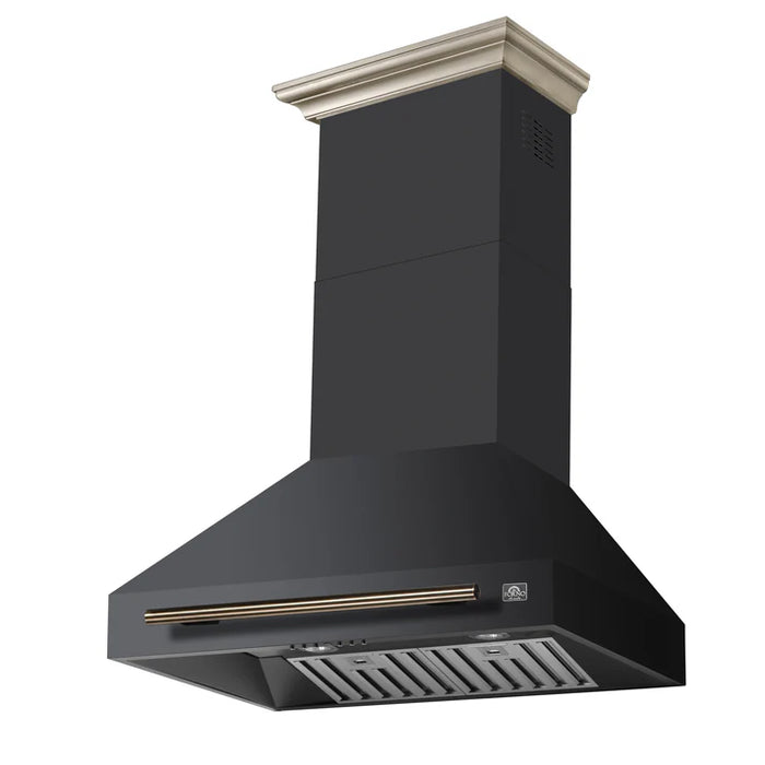 Forno Aria 30-Inch Wall-Mounted Range Hood, Black with LED Lighting – Model FRHWM5095-30BLK