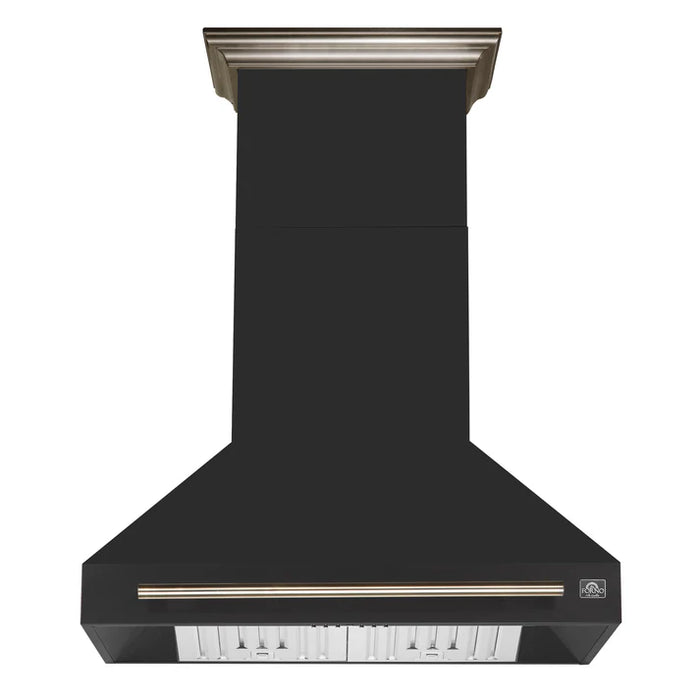 Forno Aria 36-Inch Wall-Mounted Range Hood, Black with LED Lighting – Model FRHWM5095-36BLK