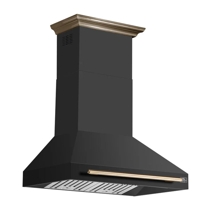 Forno Aria 36-Inch Wall-Mounted Range Hood, Black with LED Lighting – Model FRHWM5095-36BLK