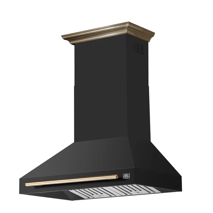 Forno Aria 36-Inch Wall-Mounted Range Hood, Black with LED Lighting – Model FRHWM5095-36BLK