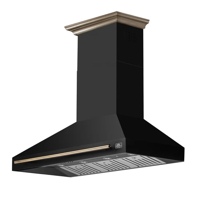 Forno Aria 48-Inch Wall-Mounted Range Hood, Black with LED Lighting – Model FRHWM5095-48BLK