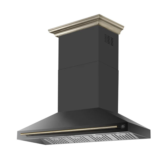 Forno Aria 60-Inch Wall-Mounted Range Hood, Black with LED Lighting – Model FRHWM5095-60BLK