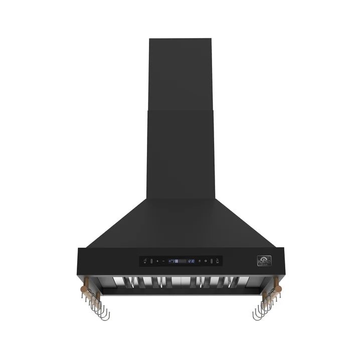 Forno Venezia 30″ Black Wall‑Mounted Range Hood (FRHWM5503‑30BLK) — Touch Controls & Baffle Filters, Sleek Black Finish, Wall-Mounted Kitchen Ventilation