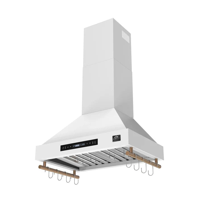 Forno Venezia 30-Inch Wall-Mounted Range Hood in White with Touch Controls & Baffle Filters – FRHWM5503-30WHT