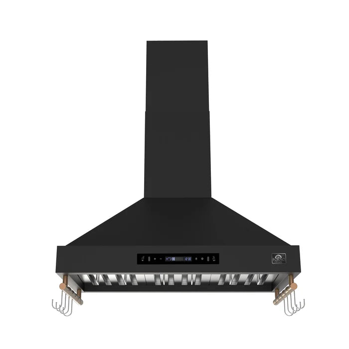 Forno Venezia 36-Inch Wall-Mounted Range Hood in Black with Touch Controls & Baffle Filters – FRHWM5503-36BLK