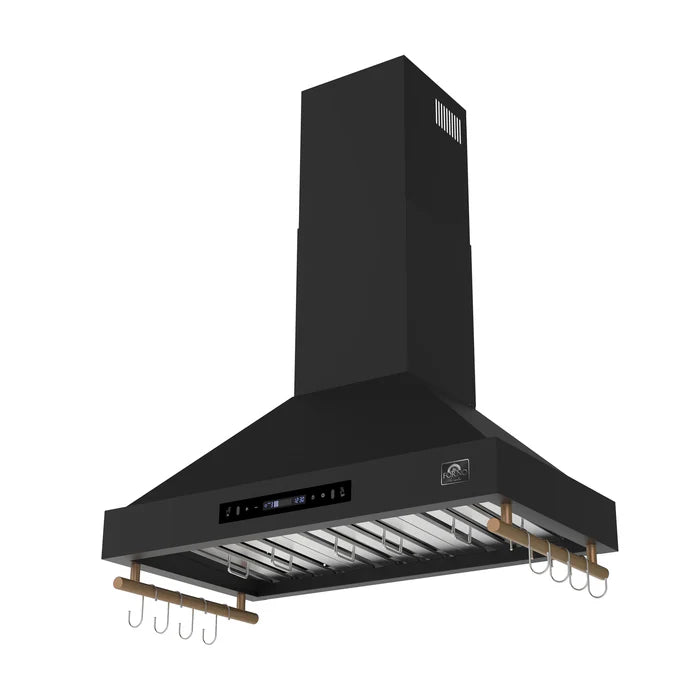 Forno Venezia 36-Inch Wall-Mounted Range Hood in Black with Touch Controls & Baffle Filters – FRHWM5503-36BLK