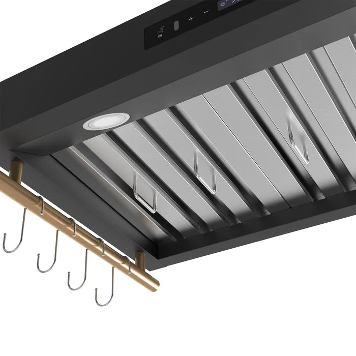 Forno Venezia 36-Inch Wall-Mounted Range Hood in Black with Touch Controls & Baffle Filters – FRHWM5503-36BLK