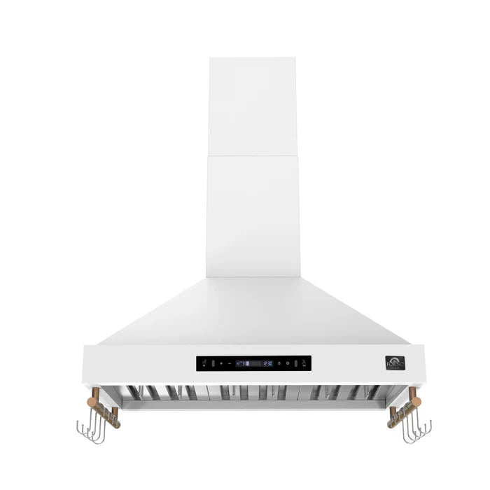 Forno Venezia 36-Inch Wall-Mounted Range Hood in White with Touch Controls & Baffle Filters – FRHWM5503-36WHT