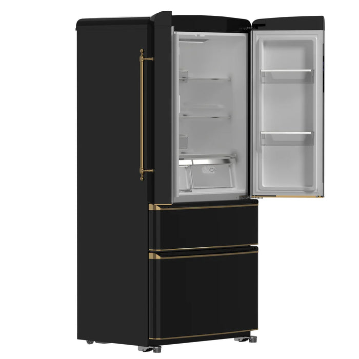 Forno Luigi FFFFD1791‑33BLK 33″ Black French Door Refrigerator, 18 cu ft