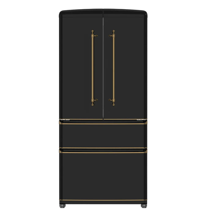 Forno Luigi FFFFD1791‑33BLK 33″ Black French Door Refrigerator, 18 cu ft