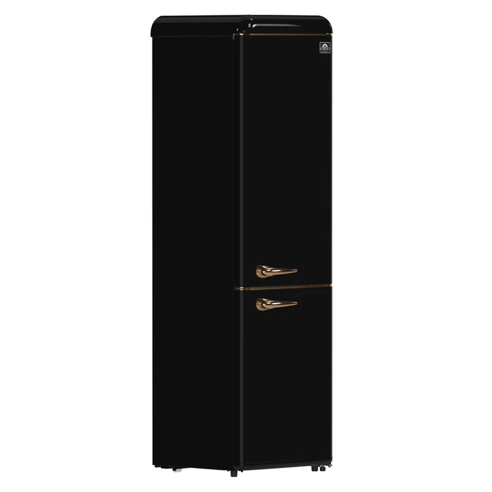 Forno Storico FFFFD1745‑22BLK 22″ Retro Bottom Freezer Refrigerator, Black, 9.0 cu ft