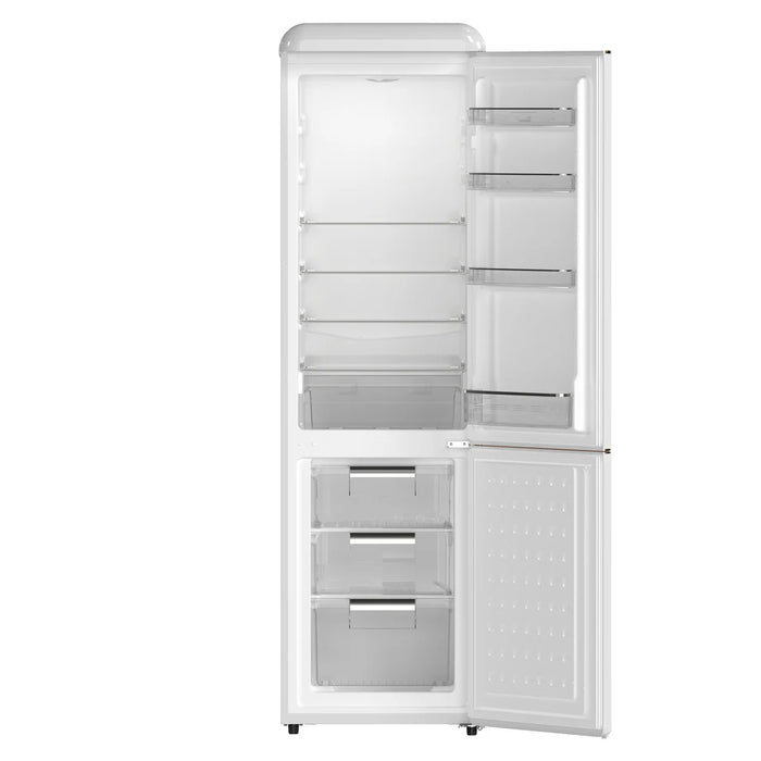 Forno Storico FFFFD1745‑22WHT 22″ Retro Bottom Freezer Refrigerator, White, 9.0 cu ft
