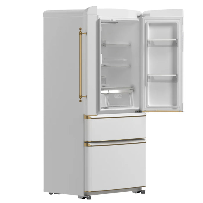 Forno Luigi FFFFD1791‑33WHT 33″ White French Door Refrigerator, 18 cu ft