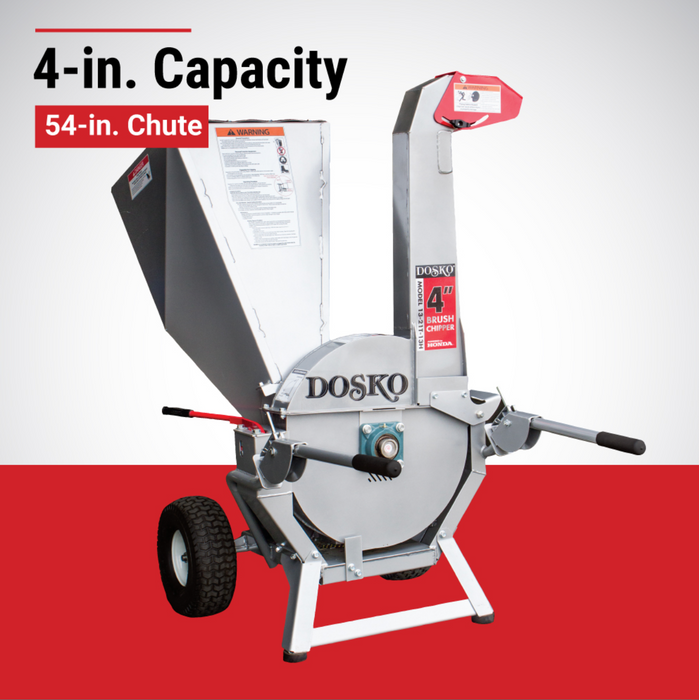 Dosko 13-21T-13H Brush Chipper 4-Inch Capacity Gas Powered with Honda GX390 Engine