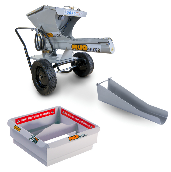 MudMixer MMXR-3225 Portable Electric Concrete Mixer Continuous Mixing with Hopper and Chute Extension