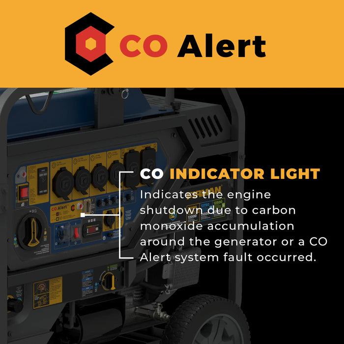 Firman Power Equipment T12071 Tri‑Fuel Portable Generator – 15,000 Peak / 12,000 Running Watts, Electric Start, Runs on Gasoline / LPG / Natural Gas, Wheel Kit Included