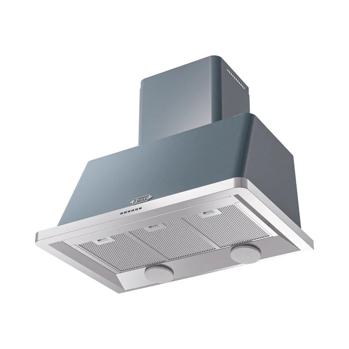 Ilve UAM90BG 36" Wall Mount Range Hood Blue Grey with 600 CFM Blower SKU: UAM90BG