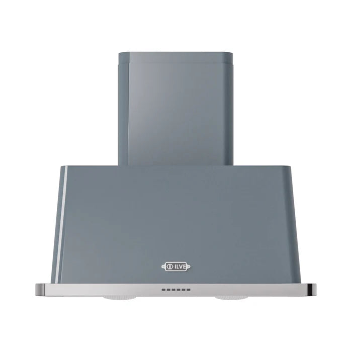 Ilve UAM90BG 36" Wall Mount Range Hood Blue Grey with 600 CFM Blower SKU: UAM90BG