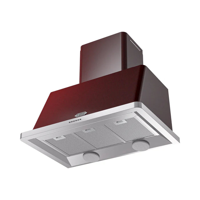 Ilve UAM90BU Majestic II 36-Inch Wall Mount Range Hood with 600 CFM Blower, Burgundy, Chimney Style